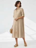 Cotton Relaxed Shirt Dress Chocolate Liberty Rose Cotton Relaxed Shirt Dress Chocolate Liberty Rose