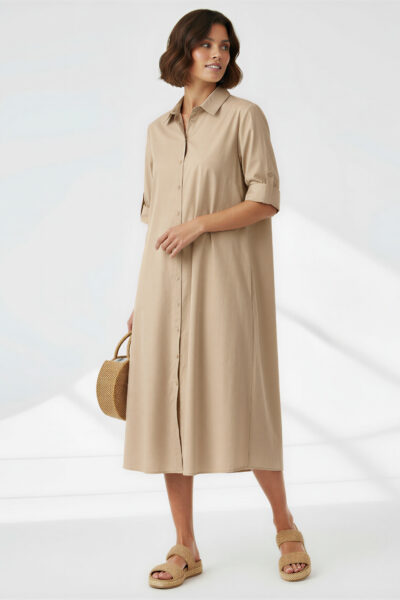 Cotton Relaxed Shirt Dress Latte Liberty Rose Cotton Relaxed Shirt Dress Latte Liberty Rose