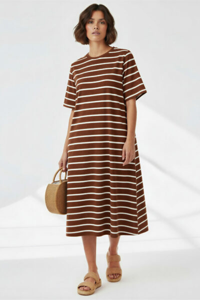 Straight Cotton Jersey Dress Chocolate Liberty Rose Straight Cotton Jersey Dress Chocolate Liberty Rose