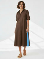 Cotton Relaxed Shirt Dress Chocolate Liberty Rose Cotton Relaxed Shirt Dress Chocolate Liberty Rose