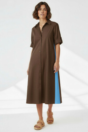 Cotton Relaxed Shirt Dress Chocolate Liberty Rose Cotton Relaxed Shirt Dress Chocolate Liberty Rose