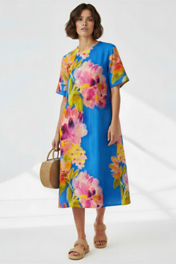 Relaxed Midi Tee Dress Royal Blue Liberty Rose Relaxed Midi Tee Dress Royal Blue Liberty Rose