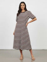 Cotton Jersey Stripe Dress Espresso Liberty Rose