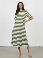 Cotton Jersey Stripe Dress Espresso Liberty Rose