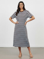 Cotton Jersey Stripe Dress Espresso Liberty Rose