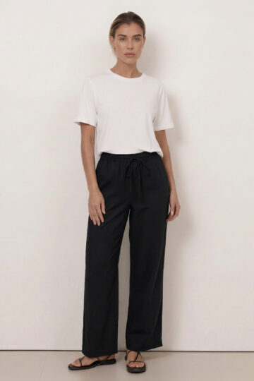 Linen Relaxed Leg Pant Black Liberty Rose