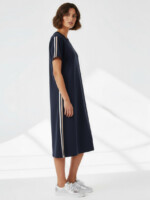 Cotton Side Stripe Jersey Dress Pink Liberty Rose