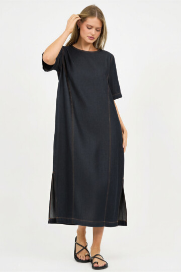 Denim Relaxed Dress Dark Denim Liberty Rose