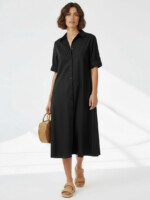 Cotton Relaxed Shirt Dress Latte Liberty Rose