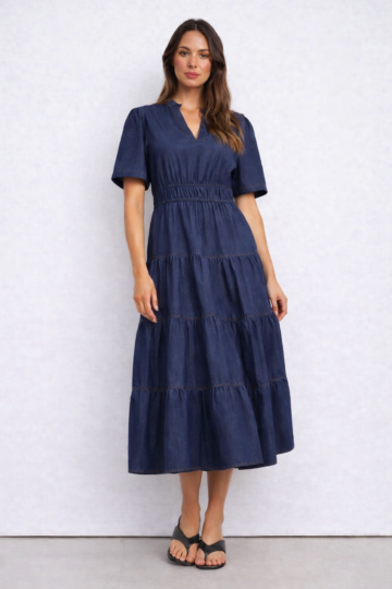 Denim Tier Detail Dress Denim Liberty Rose