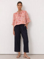 Frill Neck Tie Top Pink Liberty Rose