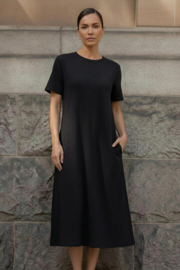 Cotton Jersey Dress Black Liberty Rose