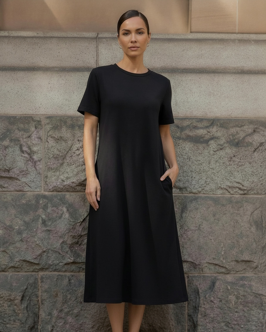 Cotton Jersey Dress Black Liberty Rose Cotton Jersey Dress Black Liberty Rose