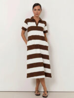 Polo Cotton Jersey Stripe Dress Pink Liberty Rose