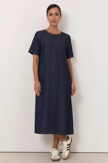 Denim Relaxed Dress Dark Denim Liberty Rose