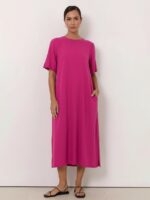 Cupro Relaxed Dress Magenta Liberty Rose