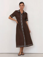 Trim Detail Shirt Dress Espresso Liberty Rose