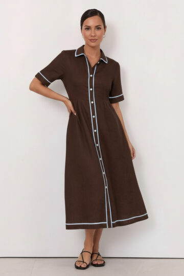 Trim Detail Shirt Dress Espresso Liberty Rose