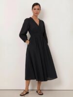 Gathered Neckline Midi Dress Sky Blue Liberty Rose