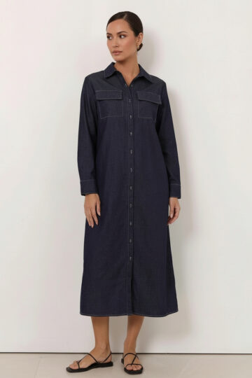 Relaxed Denim Shirt Dress Dark Denim Liberty Rose