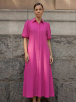 Maxi Linen Shirt Dress Yellow Liberty Rose