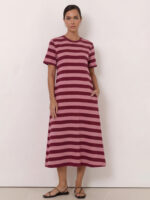 Cotton Jersey Stripe Dress Rose Liberty Rose