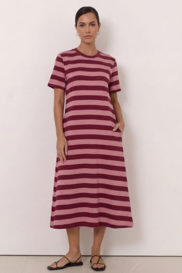 Cotton Jersey Stripe Dress Rose Liberty Rose