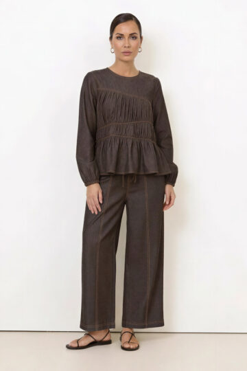 Stitch Denim Wide Pant Espresso Liberty Rose