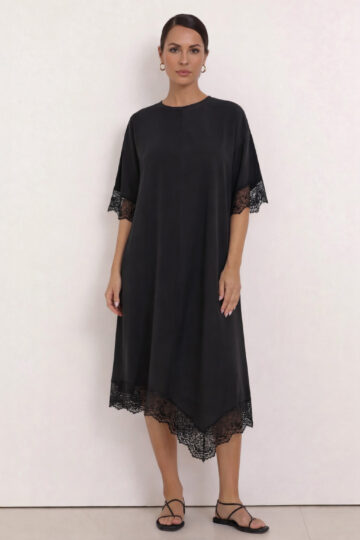 Cupro Relaxed Lace Dress Black Liberty Rose