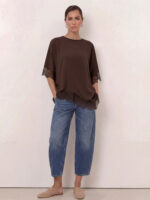 Cupro Relaxed Lace Tee Black Liberty Rose