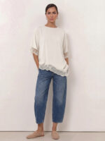 Cupro Relaxed Lace Tee Black Liberty Rose