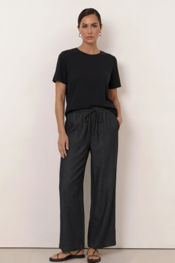 Stitch Denim Wide Pant Black Liberty Rose