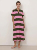 Polo Cotton Jersey Stripe Dress Pink Liberty Rose