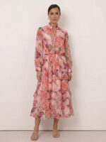 Tier LS Relaxed Dress Pink Liberty Rose