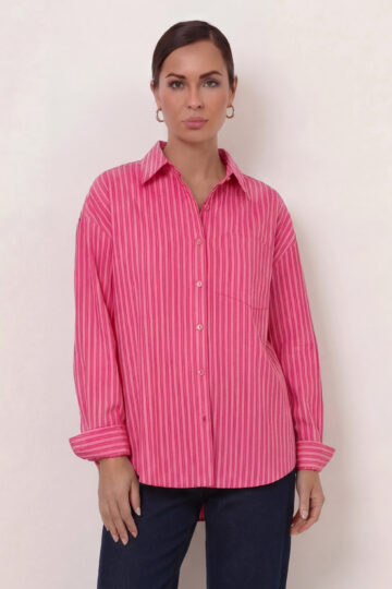 Cotton Stripe Shirt Pink Liberty Rose