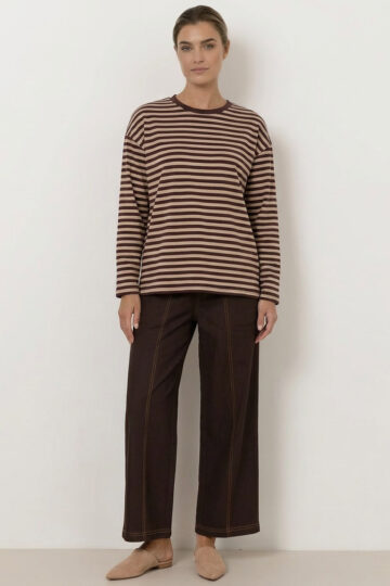 Cotton Jersey Relaxed Long Sleeve Tee Chocolate Liberty Rose