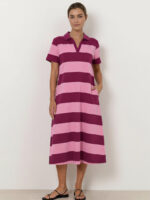 Polo Cotton Jersey Stripe Dress Pink Liberty Rose