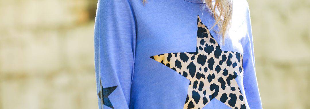 Leopard Star Tee Blue 3rd Story Clothing