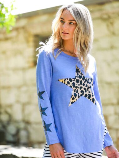 Leopard Star Tee Blue 3rd Story Clothing