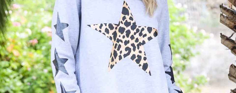 Leopard Star Sweater Grey 3rd Story Clothing