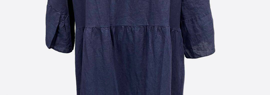 Tier Linen Dress Navy La Strada