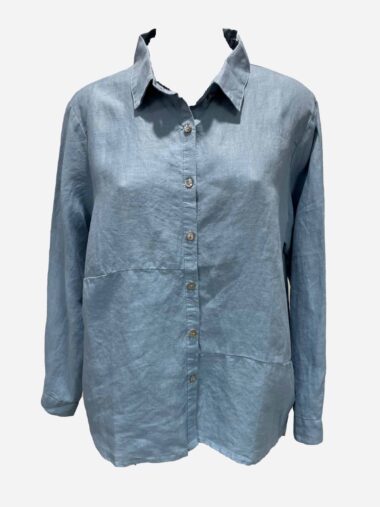Linen Button Shirt Blue Worthier