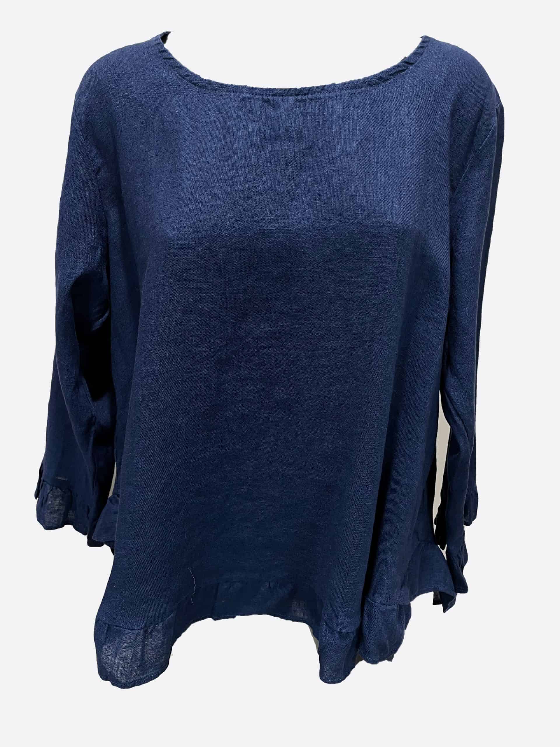 LS Ruffle Top - Navy - Worthier - Florence Store