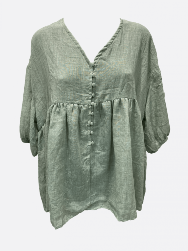 Button Front Top Green Worthier