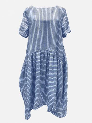 Striped Linen Dress Blue Worthier
