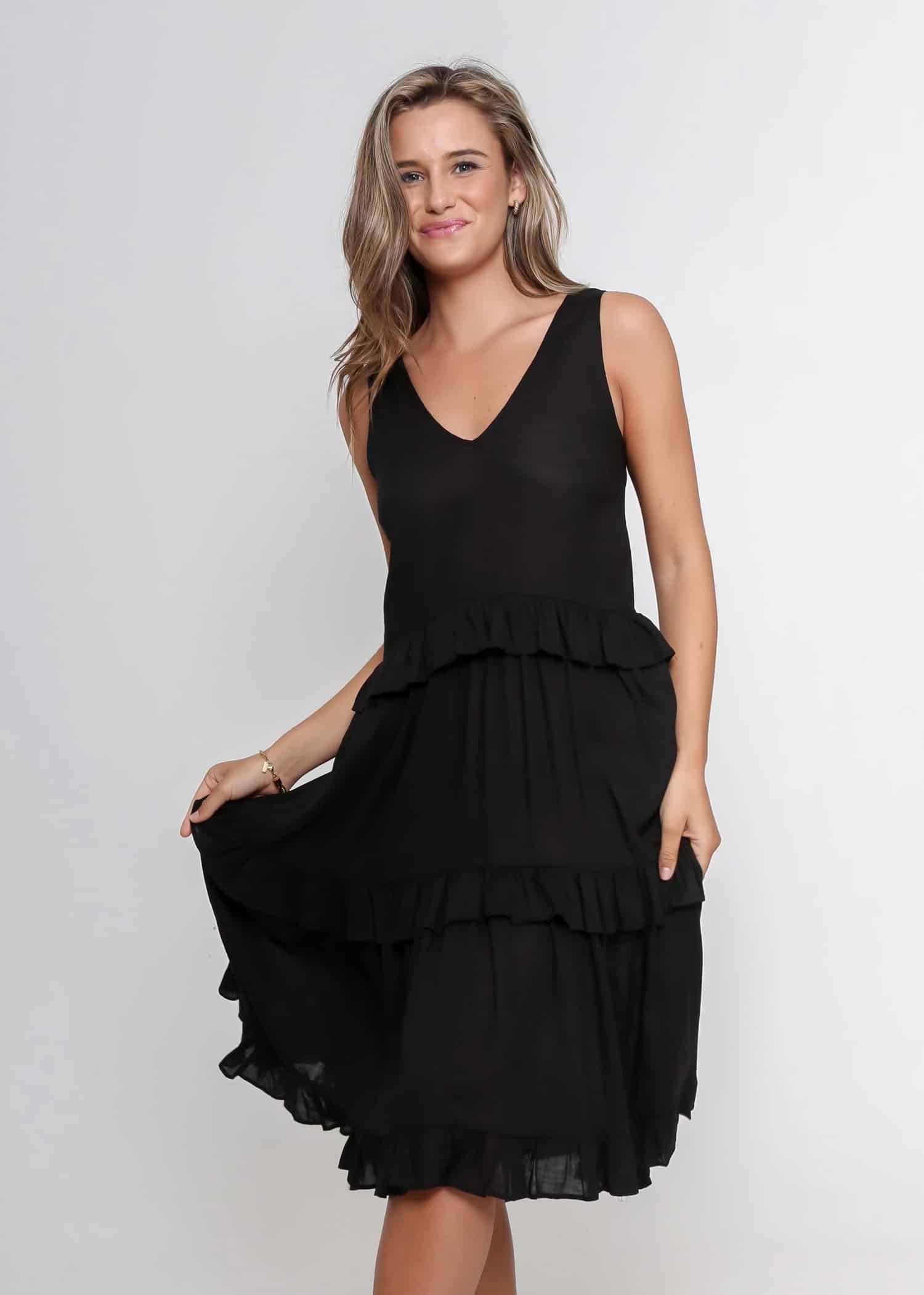 Tier Lara Dress Black Leoni